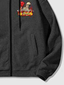 ROMWE MEN Street Life 男士拳擊骷髏印花連帽衫 - 深灰色 - 查看 3