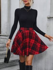 SHEIN Clasi 红色格子裙，节日新年圣诞节新年衣服 - 紅色 - 查看 6