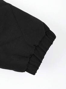 Manfinity Homme 1pc Solid Color Quilted Loose Fit Hooded Coat For Men - Black - View 5