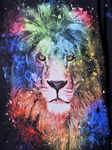 SHEIN 男大童獅子圖案長袖T恤適合春天和秋天 - 彩色 - 查看 5