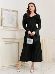 Modelyn Solid Pleated Hem Dress
