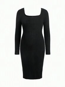 SHEIN Thai sản Đầm Với 3 màu Sọc Thiết kế , Bên Khe Và Viền bất đối xứng - Nhiều màu - Xem 13