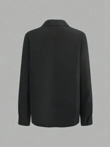 SHEIN 2 pièces/ensemble Chemise à manches longues boutonnée blanche et noire de base pour garçons adolescents