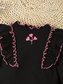 Baby Girl Ruffle Trim Tee & Leggings - Black - View 4