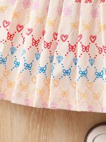 SHEIN Baby Girl Geo Print Belted Dress Without Belt - Multicolor - View 4