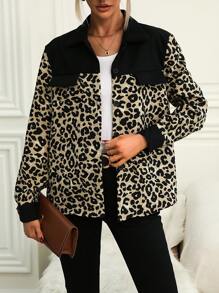 SHEIN Unity 1pc Leopard Print Flap Detail Shirt - Multicolor - View 6