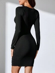 SHEIN Tall Women's Pleated Dress - Black - View 2