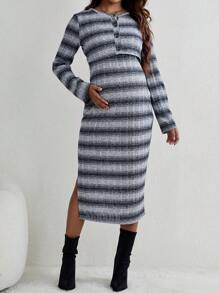 SHEIN Maternity Plaid Print Jacket & Dress - Black and White - View 6