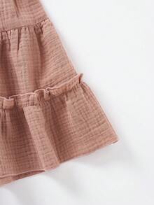 Soleia Áo ống Ruffle Hem rắn - Rỉ Nâu - Xem 4