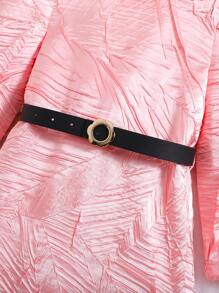 SHEIN Cô Gái Trẻ Chất rắn Cổ giả Ống tay áo Đầm Với thắt lưng - Hồng - Xem 4