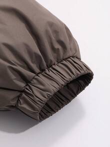 DAZY Áo khoác đệm tay raglan kéo khóa chắc chắn - Cà phê nâu - Xem 7