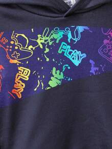 Baby Boy Letter Graphic Hoodie & Sweatpants - Black - View 4