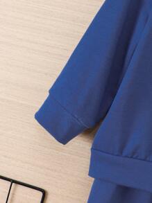 男嬰熊和字母圖案拼接領衛衣和衛褲 - 藍色 - 查看 5