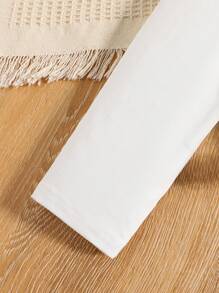 Thiếu niên cô gái Đồ họa Chữ cái Áo thun và Leggings - Đỏ và trắng - Xem 3