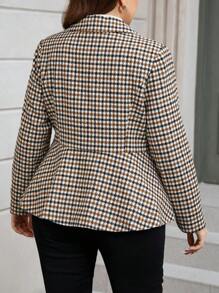 SHEIN Clasi Plus Plaid Print Single Button Blazer - Multicolor - View 2