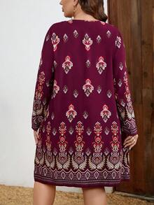 EMERY ROSE Plus Floral Print Tunic Dress - Red - View 2