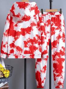 SHEIN 男大童紮染字母圖案連帽衫和運動褲 - 彩色 - 查看 2