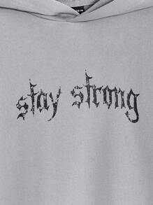 Manfinity RebelGame Men's Ultra Baggy Hoodie With Slogan & Cross Print - Grey - View 3