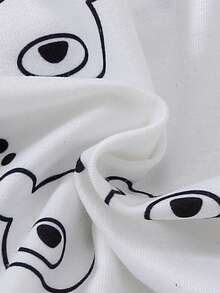 男嬰雙色小熊印花條紋飾邊學院風夾克和運動褲 - 黑與白 - 查看 7