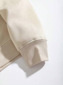SHEIN Unity Khẩu hiệu & Đồ họa Hoạt hình Lót nhiệt Áo nỉ - Màu be - Xem 4