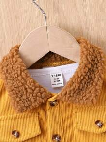 Bebé niño Cazadora cuello de borreguito con bolsillo con solapa con botón delantero sin camiseta - Amarillo - Ver 3