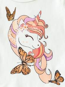 SHEIN 女嬰卡通圖案T恤&喇叭褲