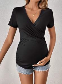 SHEIN Maternity Solid Wrap Tee