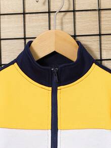 SHEIN Đứa bé trai Khối màu Dây kéo Áo khoác & Quần nỉ Without Tee - Nhiều màu - Xem 3