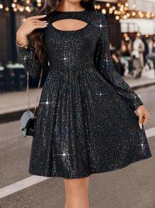 SHEIN Unity Plus Cut Out Front Sequin Dress - Multicolor - View 4