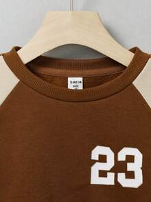 SHEIN Young Boy Letter Graphic Raglan Sleeve Sweatshirt - Multicolor - View 5