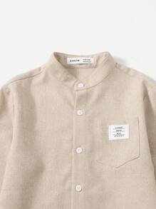 SHEIN 男大童字母補丁細節前口袋襯衫