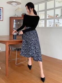 DAZY 高腰碎花半身裙