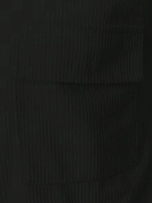 Manfinity Homme Nam Chất rắn Túi có nắp Vải to sợi Áo khoác kiểu sơ mi - màu đen - Xem 4