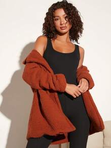 SHEIN BASICS Solid Unitard Jumpsuit - Black - View 4