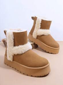 SHUZIA 蝴蝶结装饰保暖内衬仿麂皮雪地靴万圣节圣诞节秋冬 - 棕色 - 查看 2