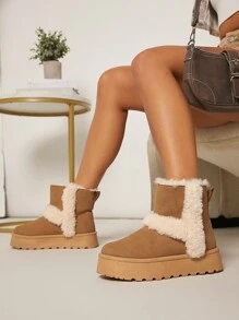 SHUZIA 蝴蝶结装饰保暖内衬仿麂皮雪地靴万圣节圣诞节秋冬 - 棕色 - 查看 6