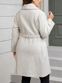 SHEIN Clasi Plus Waterfall Collar Belted Overcoat