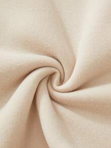 SHEIN EZwear Women's Fun Printed Fleece Sweatshirt - Apricot - View 3