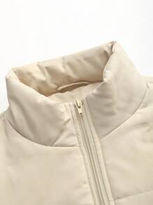 Manfinity Homme Men Letter Graphic Zip Up Padded Coat Without Sweater - Apricot - View 5