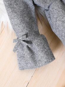 女嬰毛茸邊荷葉袖蝴蝶結細節洋裝