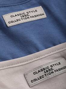 DAZY Camiseta de 2 en 1 con parche de letra, ropa de otoño, blusas de manga larga para mujer - Gris - Ver 5