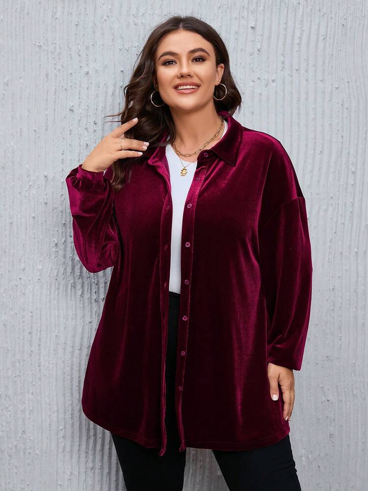 Plus Size Fall Women Christmas Textured Fabric Mini Plaid Flannel Doll Style Shirt Top Loose Casual Shirt Tops With Sleeves Blouse