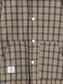 SHEIN Tween Boys' Casual Checkered Collar Thick Cardigan Jacket With Zipper, Woven Fabric