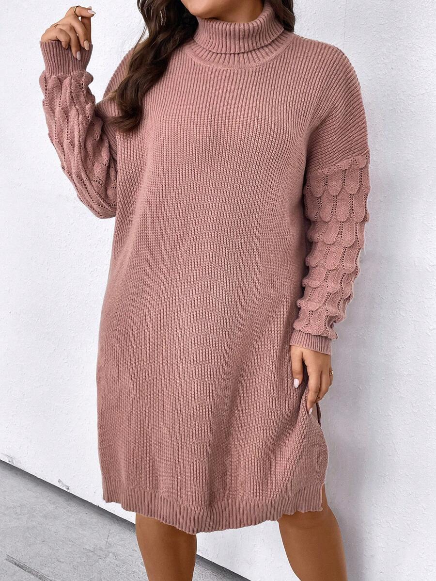 SHEIN Clasi 大碼毛衣裙 - 粉色 - 查看 1