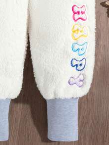 SHEIN Young Boy Letter Embroidery Sweatpants - Brown - View 4