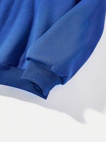 SHEIN Coolane Đồ họa Chữ cái Thả vai Áo nỉ - Xanh đậm - Xem 4