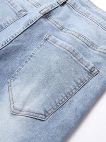 Manfinity Hombres Jeans desgarro estampado de cráneo - Lavado ligero - Ver 4