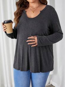 SHEIN Thai sản Áo thun - Màu xám đen - Xem 1