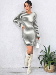 SHEIN Essnce Vestido ajustado con estampado de rayas