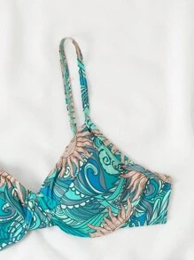 Floral Print Underwire Bikini Set - Multicolor - View 8